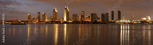 Panorama of San Diego downtown at dusk