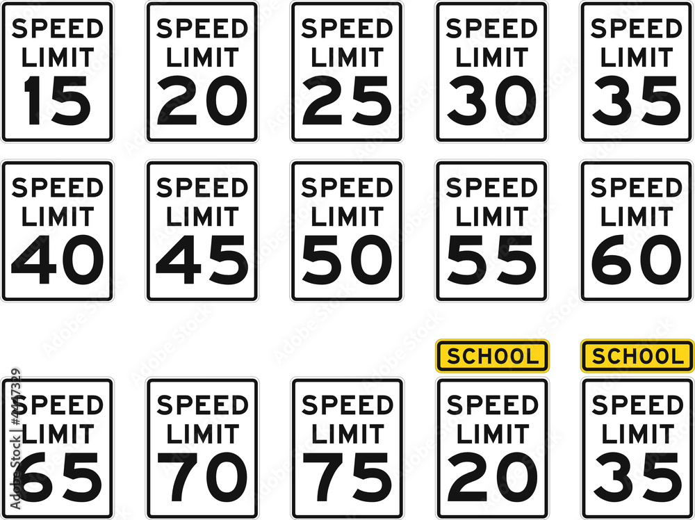 U S Speed Limit Signs Stock Illustration Adobe Stock U S Speed Limit Signs Stock Illustration Adobe Stock