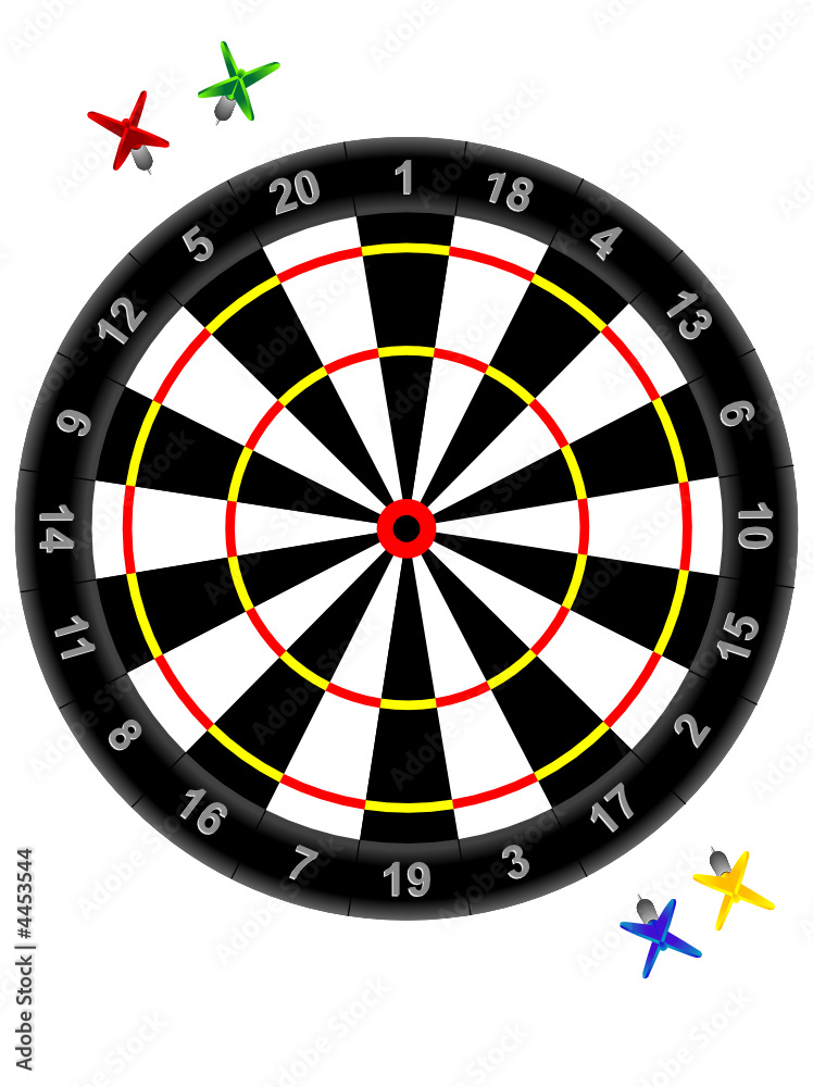 Darts and target Darts and target