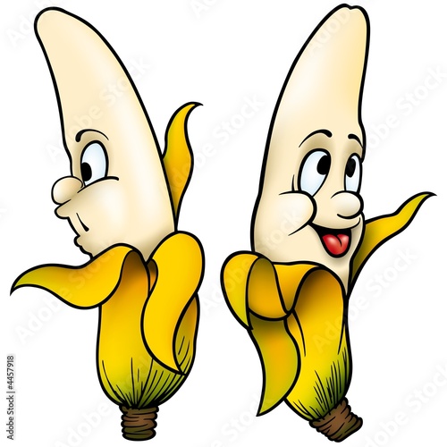 Two Bananas - cartoon illustration photo