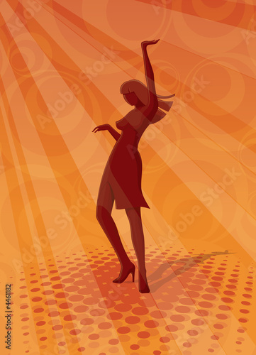 Discotheque background - Dancing woman silhouette