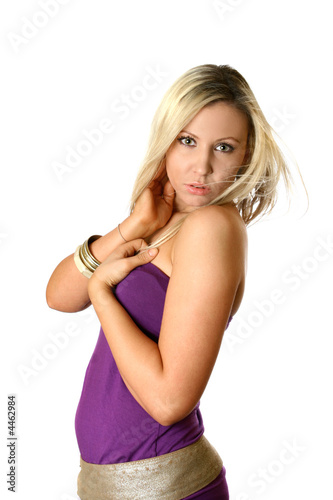 Beautiful young caucasian woman in playful pose, 