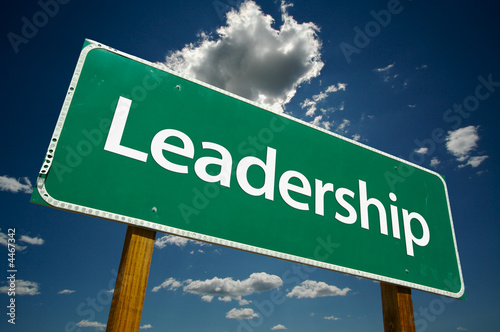 “Leadership” Road Sign with dramatic clouds and sky.