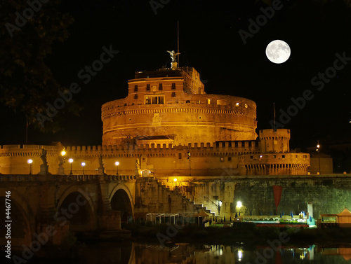 the night view of Castle sant' angelo in Rome, Italy 