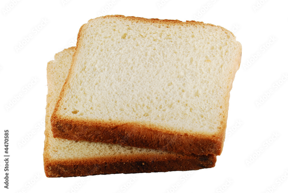 two slices of bread isolated