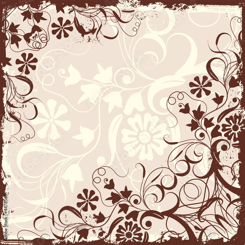 Grunge floral background, vector 
