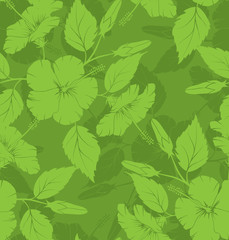 Poster Grüne Muster Tropisches Hibiskus Blütenmuster  © Tolchik