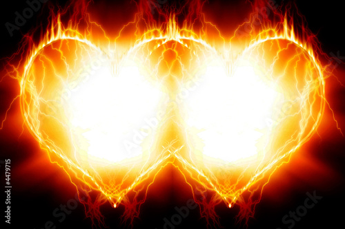 Tableau sur toile Double burning hearts