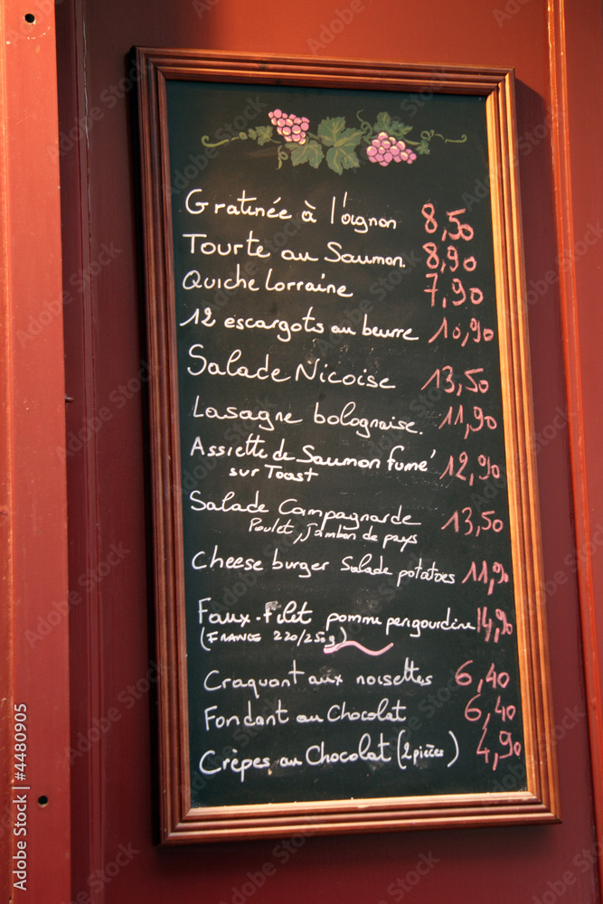 Menu de restaurant