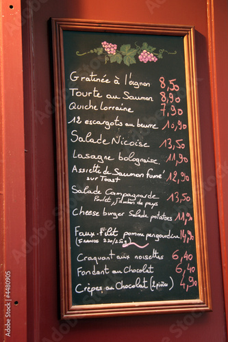 Menu de restaurant