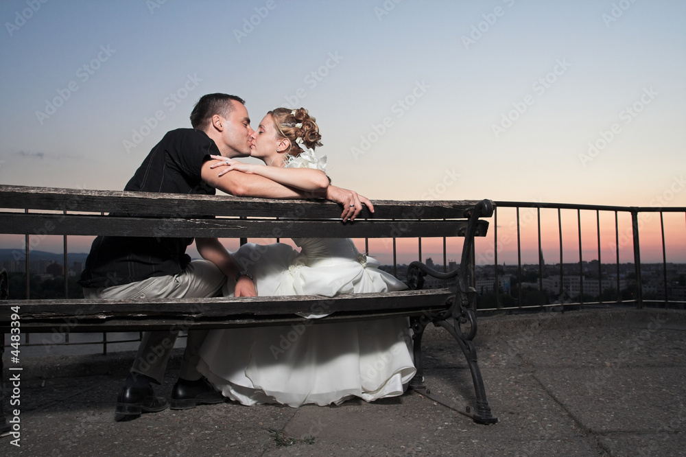 Happy couple kiss
