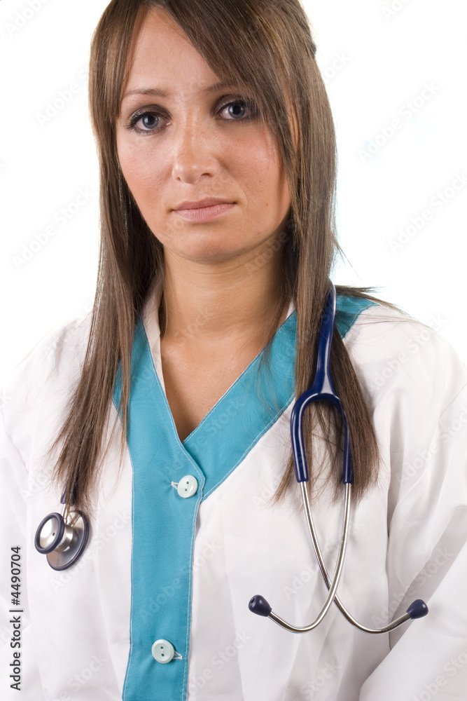young woman doctor with stethoscope