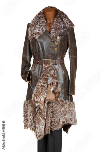фотографія leather coat with fur