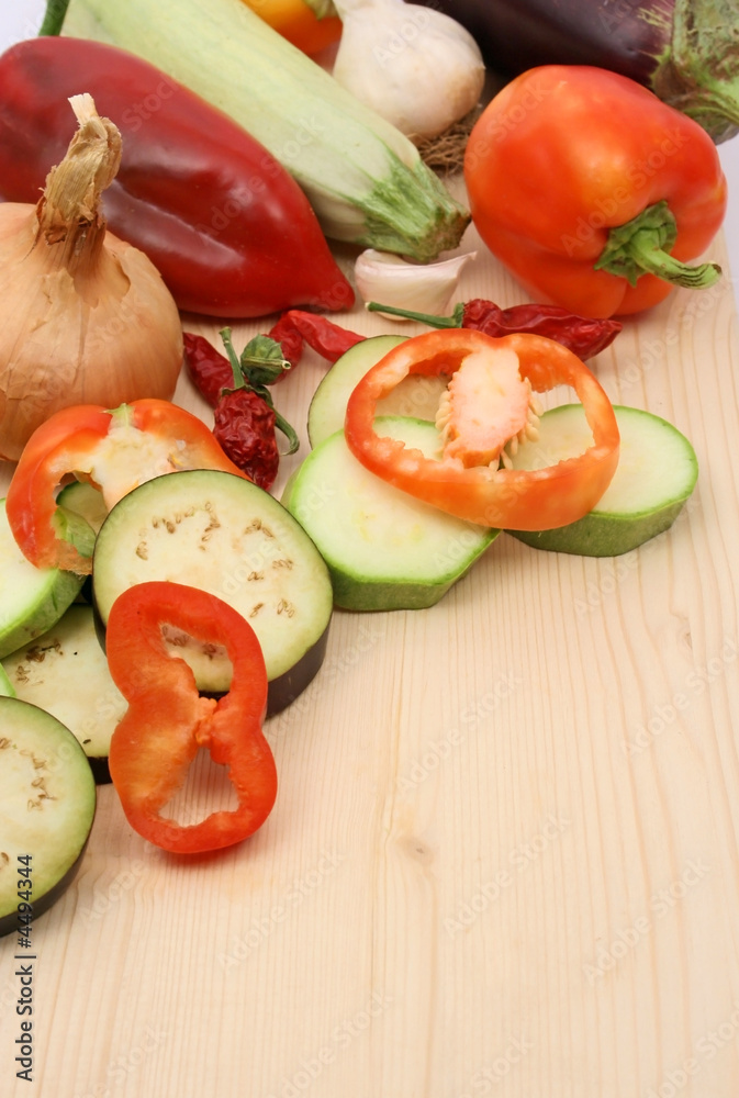 organic vegetables on board, copy space left organic vegetables on board, copy space left