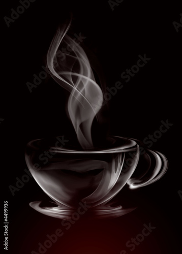 Artystyczna ilustracja Dymna filiżanka kawy na czerni
