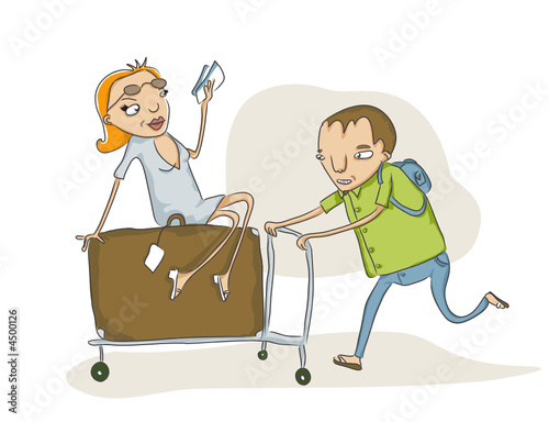 overloaded baggage cart