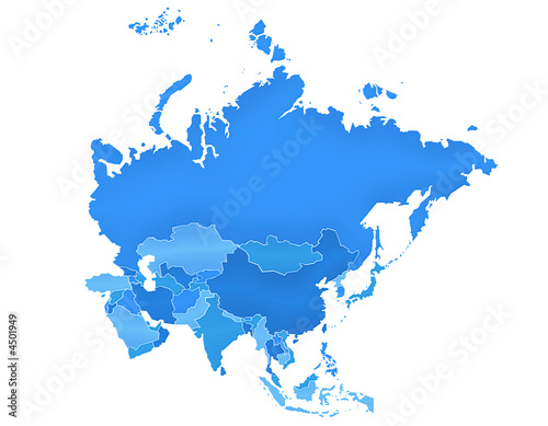 Carte Asie Camaieu Bleu