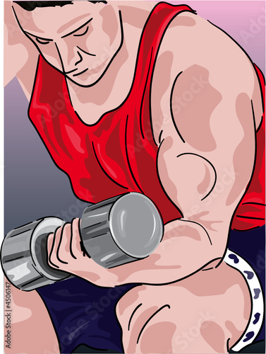 Man working out with dumbbell