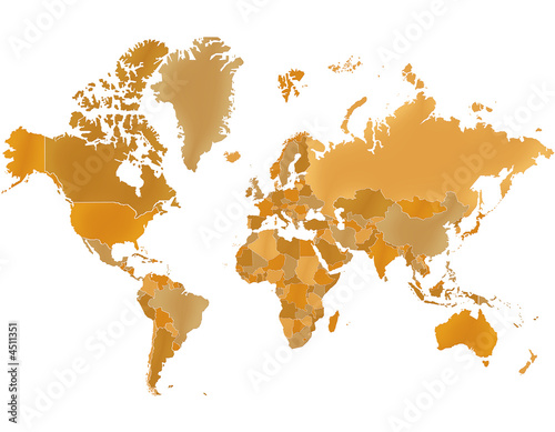 Carte Monde Camaieu Marron