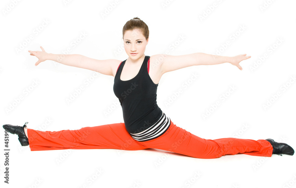 A young girl stretching A young girl stretching