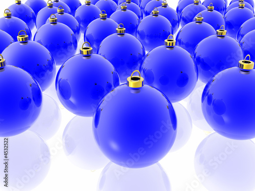 Blue christmas decoration on the white background