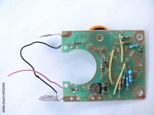 Circuit board with components and wires