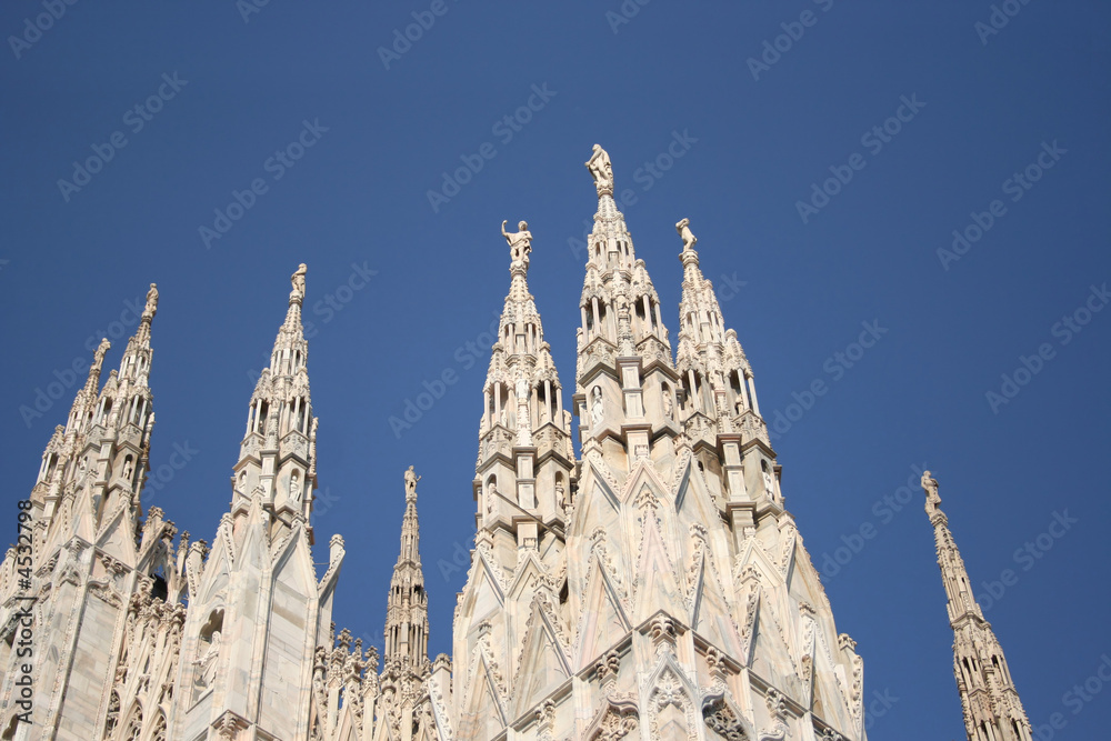 statues and spires Duomo Milan Italy