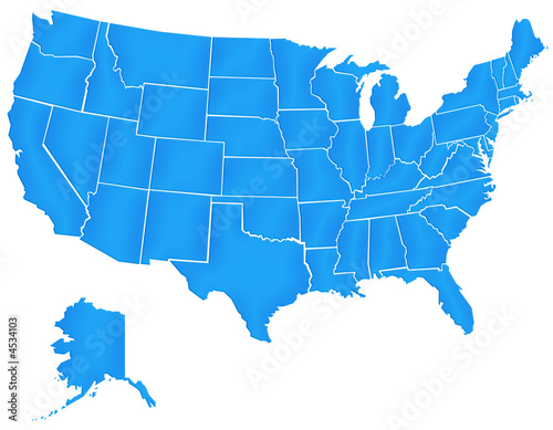 Carte Etats Unis Bleu Satin