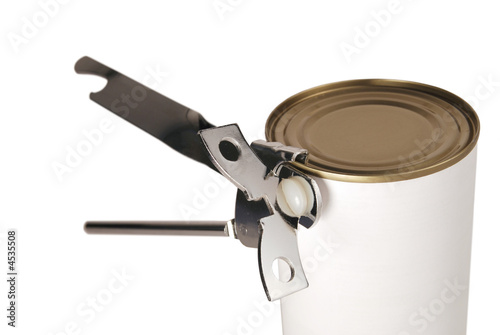 Can opener attached to a tin photo