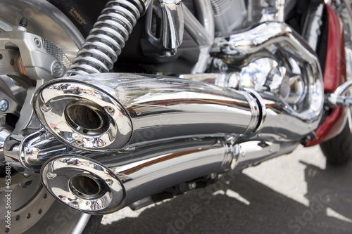 Double motorcycle exhaust close-up #4536184