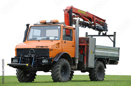 Civil engineering auger drill rig truck  photo