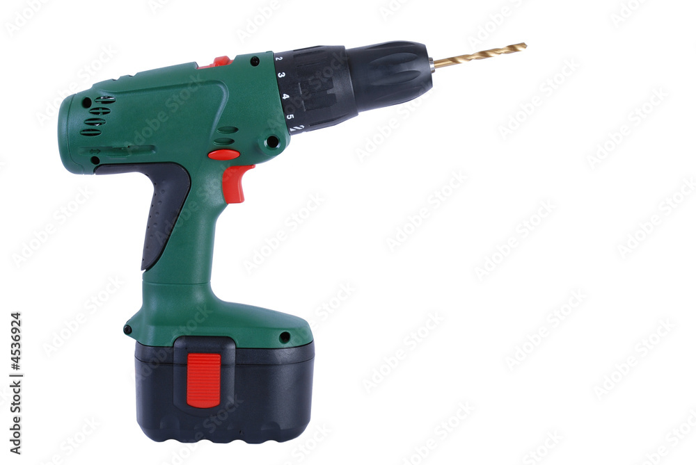 Cordless power drill isolated on white background