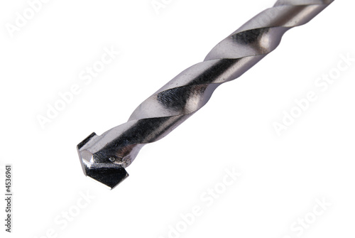 Macro image of a masonry drill bit isolated on white