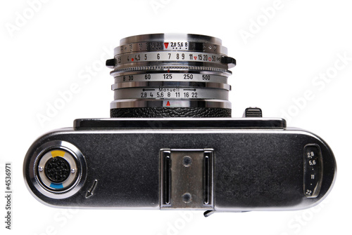 Vintage 35mm film rangefinder camera - top view photo