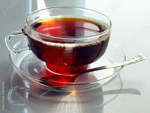 hot tea in glass cup