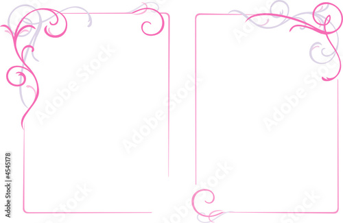 Abstract floral ornaments frame, pink, vector