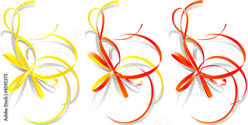 Decorative gift ribbons. Different colors - yellow, red, orange