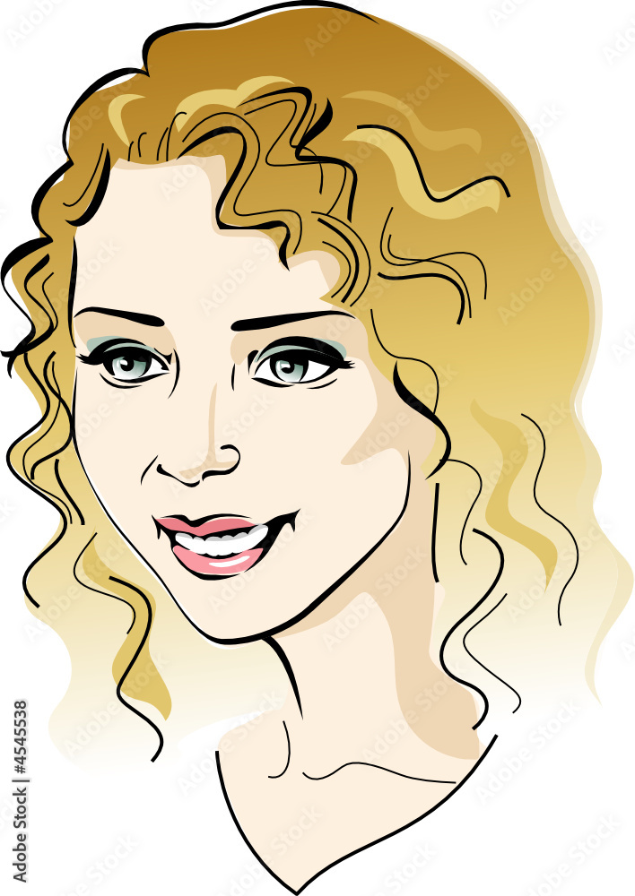 Beautiful girl's face, makeup, hairstyle. Vector illustration Beautiful girl's face, makeup, hairstyle. Vector illustration