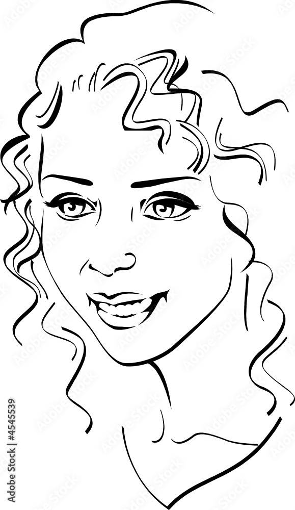 Beautiful girl's face. Vector illustration 