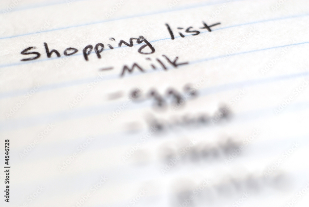 Fototapeta premium Shopping List of Groceries