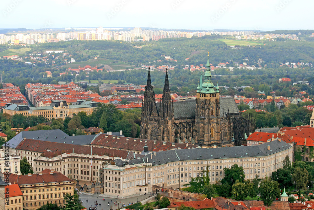 The aerial view of Prague City from Petrin Hill