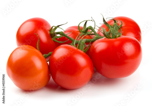 Cluster of tomatoes isolated on white