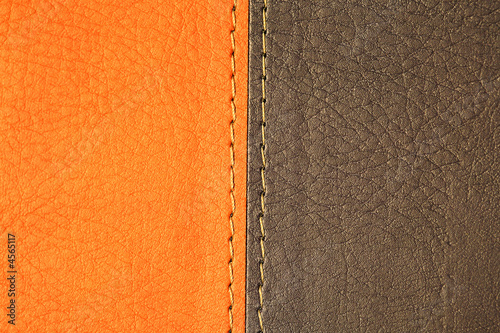 Close up of a leather cover of the book
