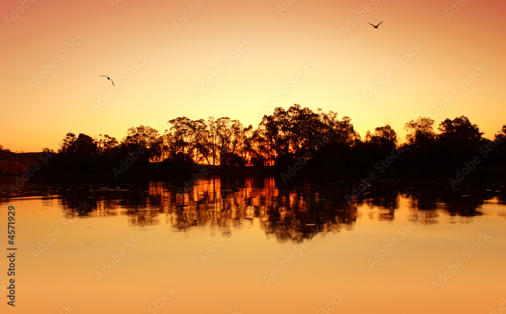 River Sunset Ripples