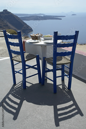 Taverna, Tisch auf Santorin