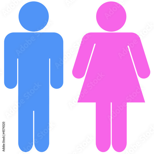 silhouettes d'un couple bleu et rose