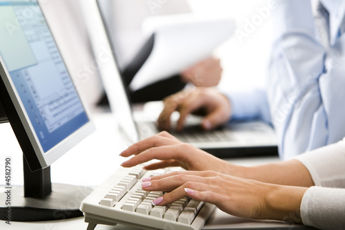Female hands typing