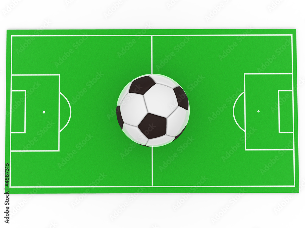 Ball on field. 3d Ball on field. 3d