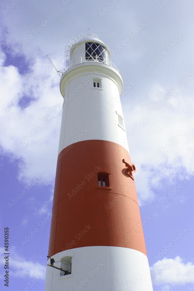 Red and white lighthouse in England