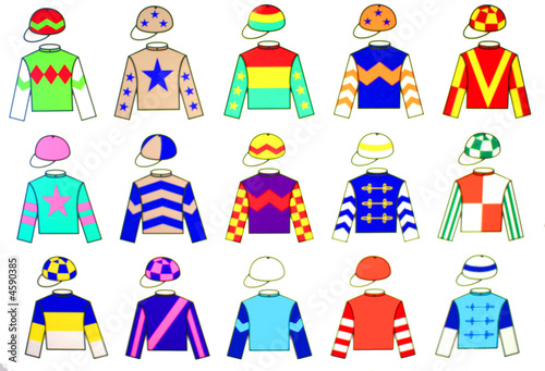 15 fine and colorful drawings of various Jockey Uniform